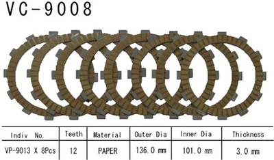 KTM XC-F-W250 2012 moto de cross Vesrah embrague juego de fricción Foto 1 de 2