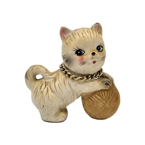 Vintage Chadwick Ceramic Kitten Cat w/ Flocked Ball of Yarn Figurine Japan READ - Picture 1 of 9