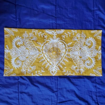 NWOT Pottery Barn Pillow Cover 12x24" SunnyYellow, Brocade Embroidery & Sequins - Image 1 of 4