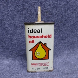Olio per uso domestico ideale 4 oz pratico oliatore latta bianca vintage anni 70 alto 3-7/8" - Foto 1 di 8