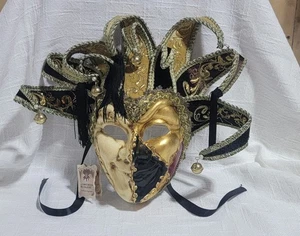 Jester Joker Italy Mask Handcrafted Venice Carnival Venetian Volvo Music Jester - Picture 1 of 14