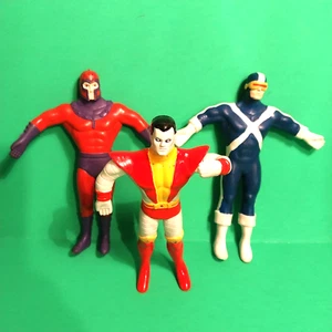 Vtg 1991 X-Men 3 Figures Magneto Cyclops Colossus Bend Ems Marvel Just Toys - Picture 1 of 5