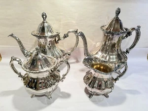 Vintage Towle Grand Duchess Silverplate 4PC Tea Set Tea Pot Coffee Pot Excellent - Picture 1 of 16