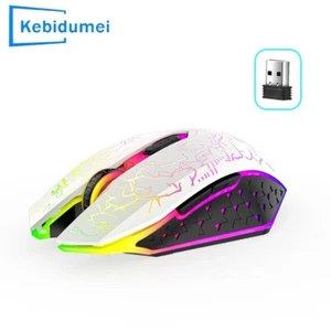 RGB Wireless Mouse 2.4G Bluetooth Computer Mouse 1600DPI 6 Mute Buttons Ergonomi - Picture 1 of 14