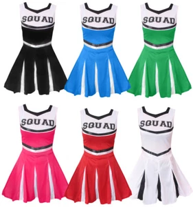 ADULT CHEERLEADER COSTUME CHEER LEADER OUTFIT SQUAD FANCY DRESS HIGH SCHOOL - Picture 1 of 12