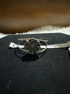 Navajo Native Sterling Cuff Lester Jackson Turquoise Gorgeous Cuff Signed - Picture 1 of 9