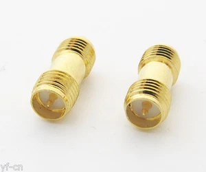 50 conectores adaptadores coaxiales dorados SMA RP-hembra a SMA RP-hembra macho RF - Imagen 1 de 4