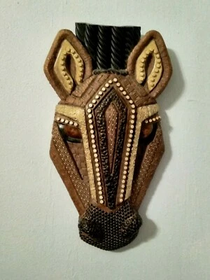 Placa de pared de cebra arte tribal colgante acento africano arte decoración Foto 1 de 4