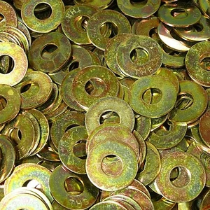 (1.000) 7/16" USS endurecido grado 8 arandela plana zinc amarillo - Imagen 1 de 3