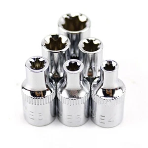 6pcs 1/4 Inch Torx Star Female Bit E Socket Set E4/E5/E6/E7/E8/E10 Hand Tools - Picture 1 of 24
