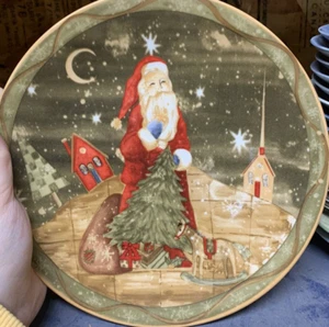 Home Gallery NFINITY Salad Plate Christmas Santa Dessert Holiday Dish 8 1/4"D - Picture 1 of 2