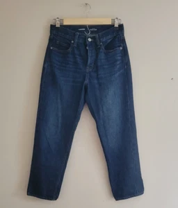 Jeans da donna vecchi blu navy morbidi morbidi con bottoni dritti lavati scuri taglia 0 nuovi senza etichette - Foto 1 di 8