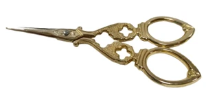 Vintage Style Scissors "Double Happiness" Design Gold Finish 120mm (4-3/4") - Foto 1 di 3