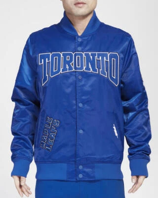 Men's Toronto Maple Leafs NHL Hockey Pro Standard Blue Satin Full-Snap Jacket - Image 1 of 4