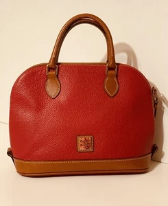 DOONEY & BOURKE Handbag Red Pebbled Grain Zip Zip Dome Satchel Leather Purse - Picture 1 of 24