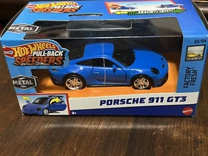 New Hot Wheels Pull Back Speeders Blue PORSCHE 911 GT3 - Picture 1 of 3