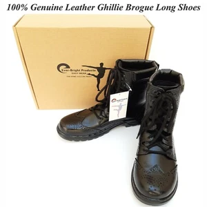 Scottish Kilt Ghillie Brogue Black Boots Schuhe 100% Echtleder Schuhe Gr.7-12 - Bild 1 von 7