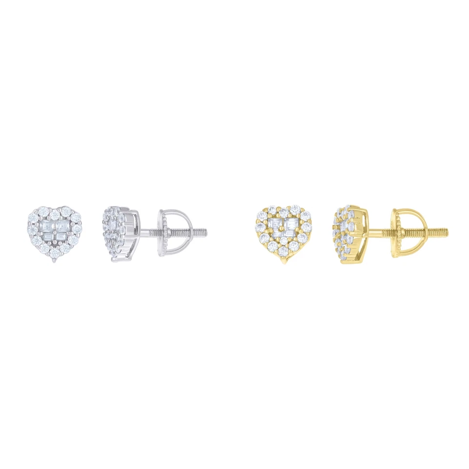 925 Argento Sterling Moissanite Donna 7mm Halo Orecchini a Perno Cuore 0.44 KT - Immagine 1 di 1