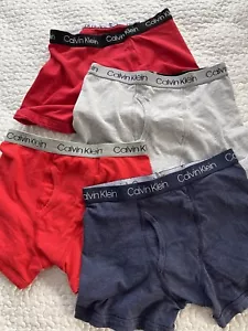BOYs Size 8 Calvin Klein Sleep Shorts/Lounge Med Lot of 4 Preowned Red Gray Navy - Picture 1 of 9