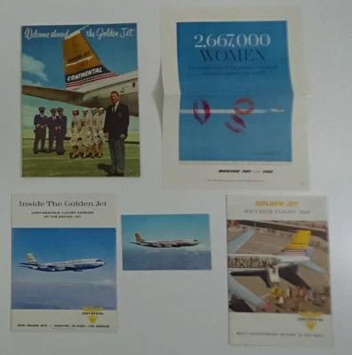 Folleto de mapa de recuerdo paquete de vuelo jet Continental Airlines 1959-60 #F-25 Foto 1 de 4