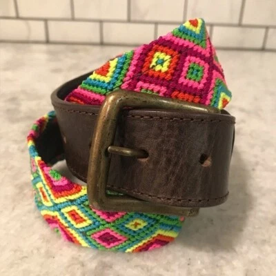 Chiapas Woven Belt Eclectic Array Womens Small Cotton Candy Boho Multi Color - Image 1 of 4
