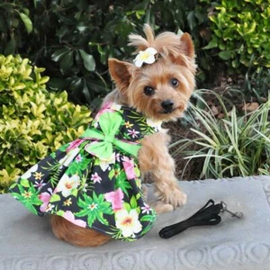 Vestido para perro negro laguna hibisco hawaiano - Imagen 1 de 6