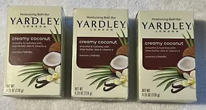 Lot of 3 Bars Yardley London Creamy Coconut Moisturizing Bath Soap 4.25 oz Each - Picture 1 of 3