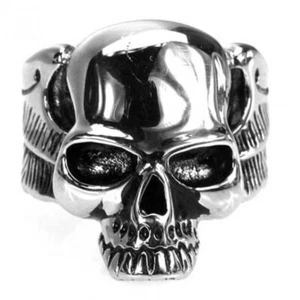 Brilliant Skull Ring, Skull, Skull, Wing , Biker, Stainless Steel - Picture 1 of 7