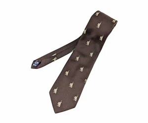 1970s Men's Polo Player Tie Vintage Mens Disco Brown Silk Blend Necktie by Briar - Picture 1 of 8