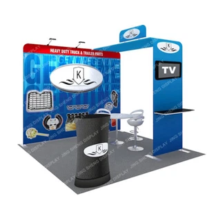 Sistema de cabina de exhibición de tela personalizada de 10 ft pared posterior arco soporte estante - Imagen 1 de 5