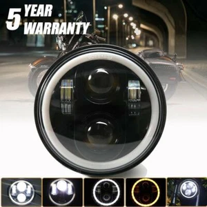 DOT 5 3/4 5.75" LED Headlight Black Motorcycle For Sportster XL830 XL1200 - Picture 1 of 12