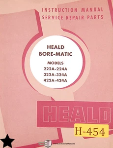 Heald Borematic 222A a 424A, servicio de cableado de instrucciones y manual de piezas 1965 - Imagen 1 de 4