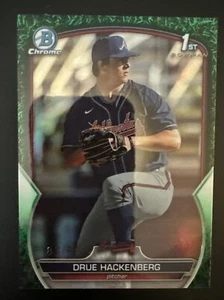 2023 Bowman Draft Chrome Green Refractor Atlanta Braves Drue Hackenberg 83/99 - Bild 1 von 3