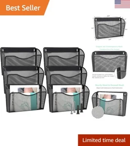 Mesh 6 Pack Wall Mounted File Holder Metal Hanging Vertical Wall File Pocket ... - Picture 1 of 8