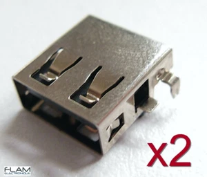 2x Connecteur à souder USB type A femelle -Female USB type A connector to solder - Foto 1 di 12
