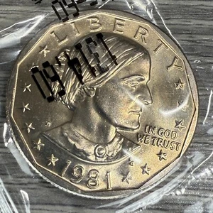 1981 D Susan B. Anthony One Dollar Coin Uncirculated Littleton Packaging - Picture 1 of 5