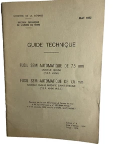 MAS Fusil Semi-Automatique De 7.5mm Modele 1949-56 et Modefie Owners Manual - Picture 1 of 5