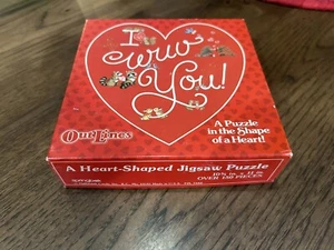 Vintage SPRINGBOK Mini Heart Shaped Puzzle I WUV YOU! Hallmark Cards Valentines - Picture 1 of 4