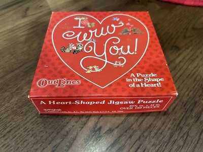 Vintage SPRINGBOK Mini Heart Shaped Puzzle I WUV YOU! Hallmark Cards Valentines - Image 1 of 4