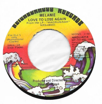 Melanie Safka Love to Lose Again mono stereo promo 45 rpm record - Image 1 of 2