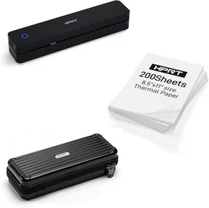 HPRT Portable Printer Black& 200 Sheets Thermal Paper& Printer Case - Picture 1 of 10
