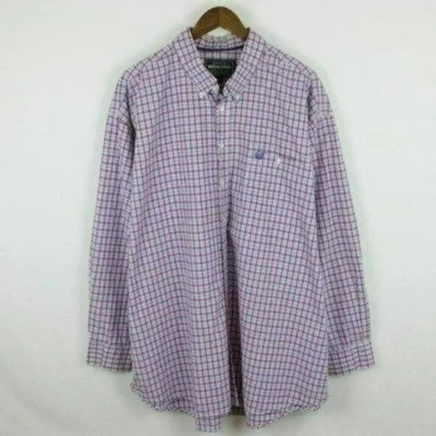 Panhandle Slim Roughstock Men's XXL Purple Blue Cotton Plaid Long Sleeve Shirt - Image 1 of 4