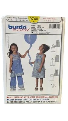 Burda 9740 Dress Pants Sewing Pattern Kids Sizes 3-8 Easy - Image 1 of 2