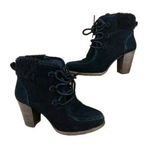 UGG Australia W Analise Heel Black Leather Sheepskin Bootie 1008620 UK Size 4.5 - Picture 1 of 24