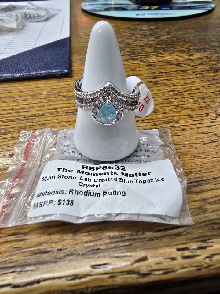 BP Lab Created Topacio Azul Chapado en Rodio Talla 10 Foto 1 de 1