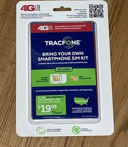 Tracfone Verizon 3G/ 4G Lte Activation Carte Sim Kit Nano Standard & Micro - Photo 1/3
