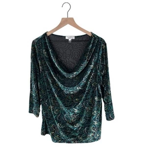 Dress Barn Damen Wasserfallausschnitt Samt Ausbrenner Top Größe 1X Whimsigoth Witchy Fairy - Bild 1 von 6