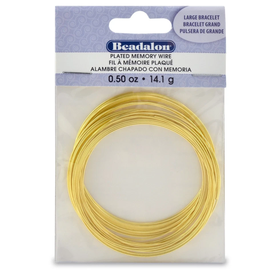 Beadalon Memory Wire Large Bracelet .62mm .5oz-Gold-Plated - 30 Coils - Image 1 of 1