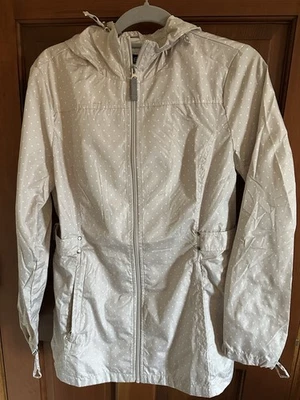 Women's  M Jones New York Beige With White Polka dots Hoodie Rainjacket - Image 1 of 4