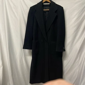 Perry Ellis Coat Wool Long Black Vintage Collar No Size Tag See Measurements - Picture 1 of 11